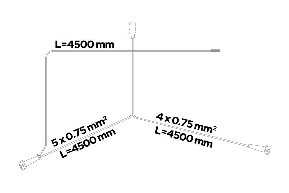 Wiązka przyczepki ASPÖCK 4,5 m wtyczka 7 PIN bajonety 2x 5 PIN