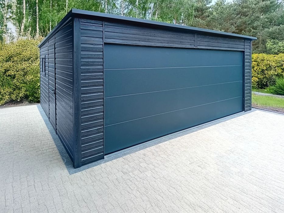 Garaż jednostanowiskowy 6x5 m - Dach jednospadowy, Brama segmentowa, G