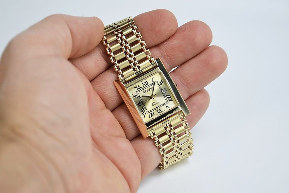 Złoty zegarek 14k 585 z bransoletą męski 14k Geneve mw009y&mbw011y Ł
