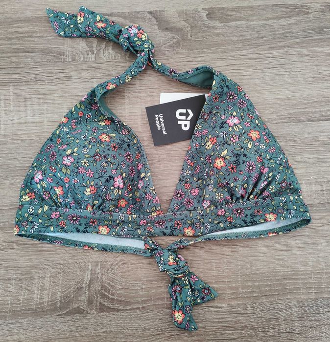 Top Biquíni Up verde com flores "NOVO"