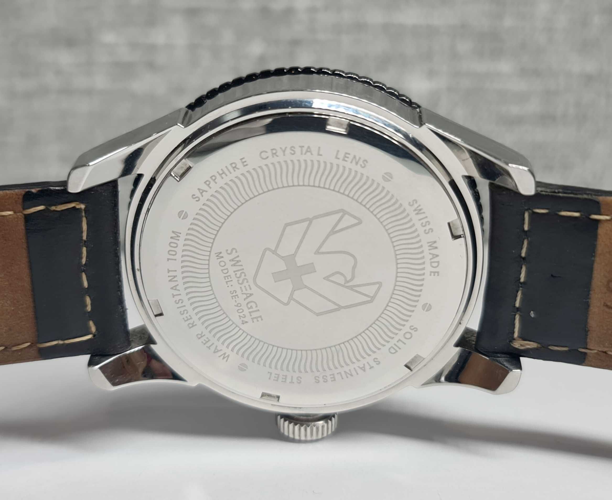 Чоловічий годинник Swiss Eagle SE9024-01 Sapphire Swiss Made 43mm 100m