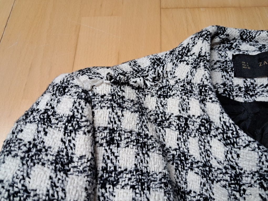 Marynarka tweedowa boucle Zara rozmiar L