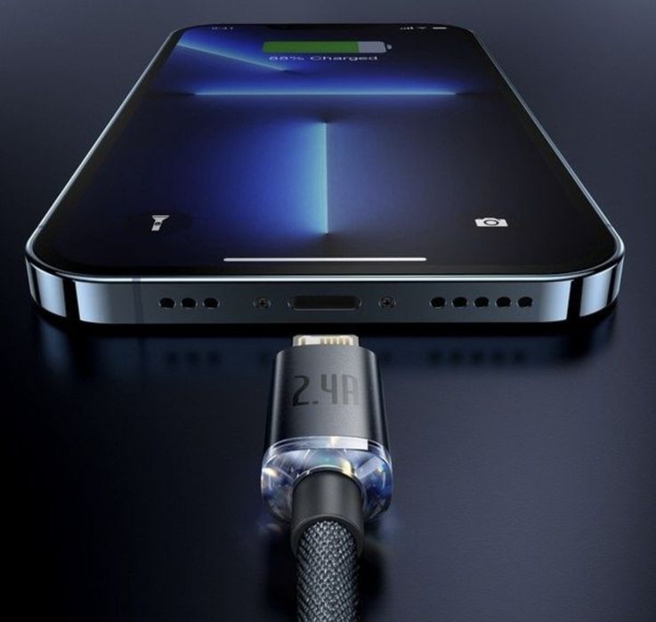 Кабель Baseus з чіпом USB to Ligtning 2.4А / 2М Швидка Зарядка iPhone