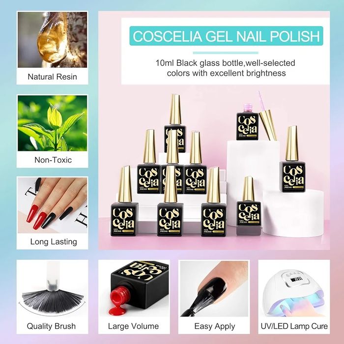 Lakier żelowy hybrydowy Coscelia zestaw 10 szt 10 ml