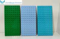 Lego płytki 16x8 niebieskie i zielona 3szt - I1646