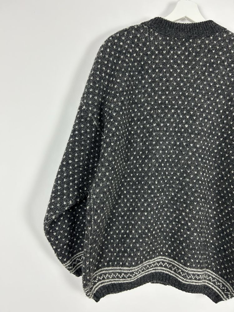 Norweski sweter duży męski 100% wool wełna ciepły vintage zapinany