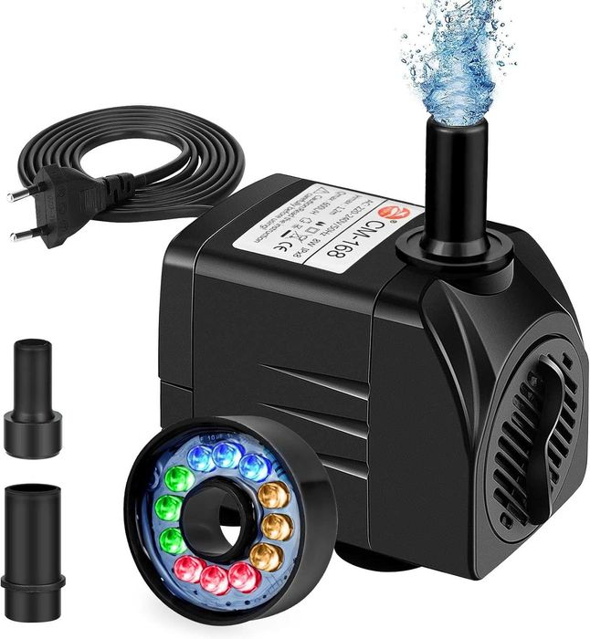 Mini pompa wodna 8W 600l/h 12 diod LED do akwarium stawu fontanny