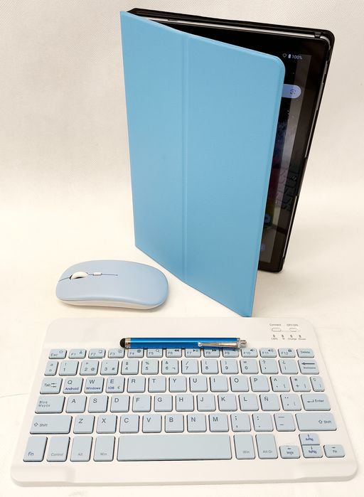 Tablet 10.1" ANDROID 15 niebieski klaw+mysz+rysik 12GB/128GB etui NOWY