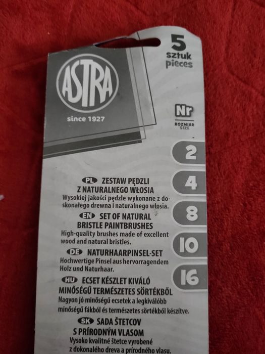 Zestaw 5 pędzli z naturalnego włosia Astra