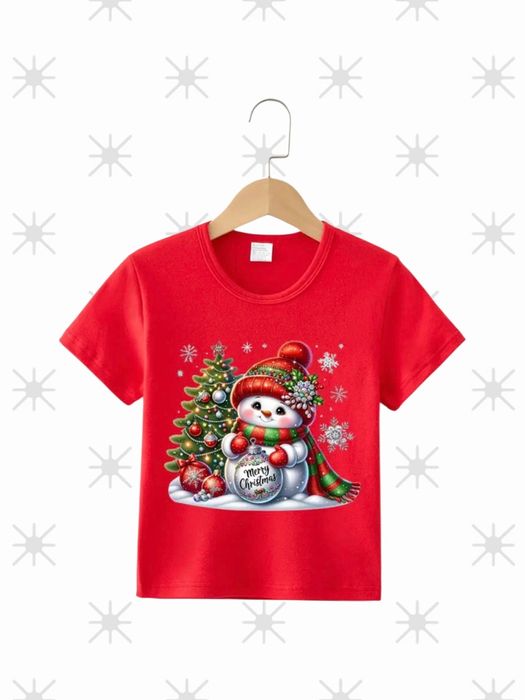 Koszulka T-shirt Świąteczna bałwanek r.128 nowa