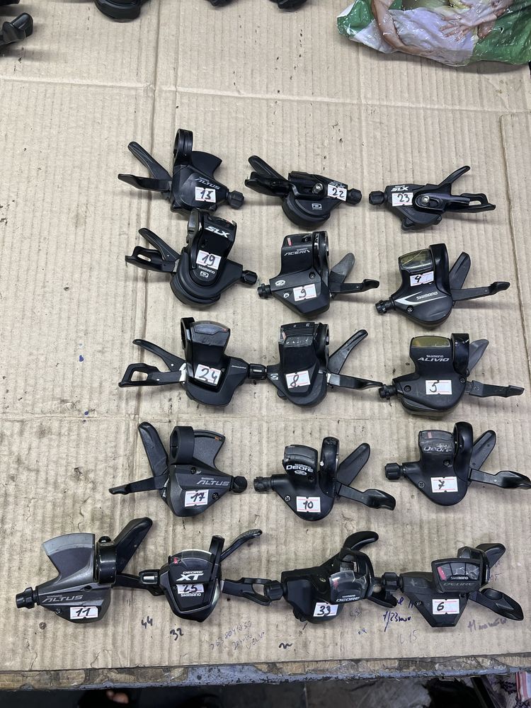 Перемикачі/переключатели/манетки Shimano/Acera/Alivio/Deore/SLX/Xt