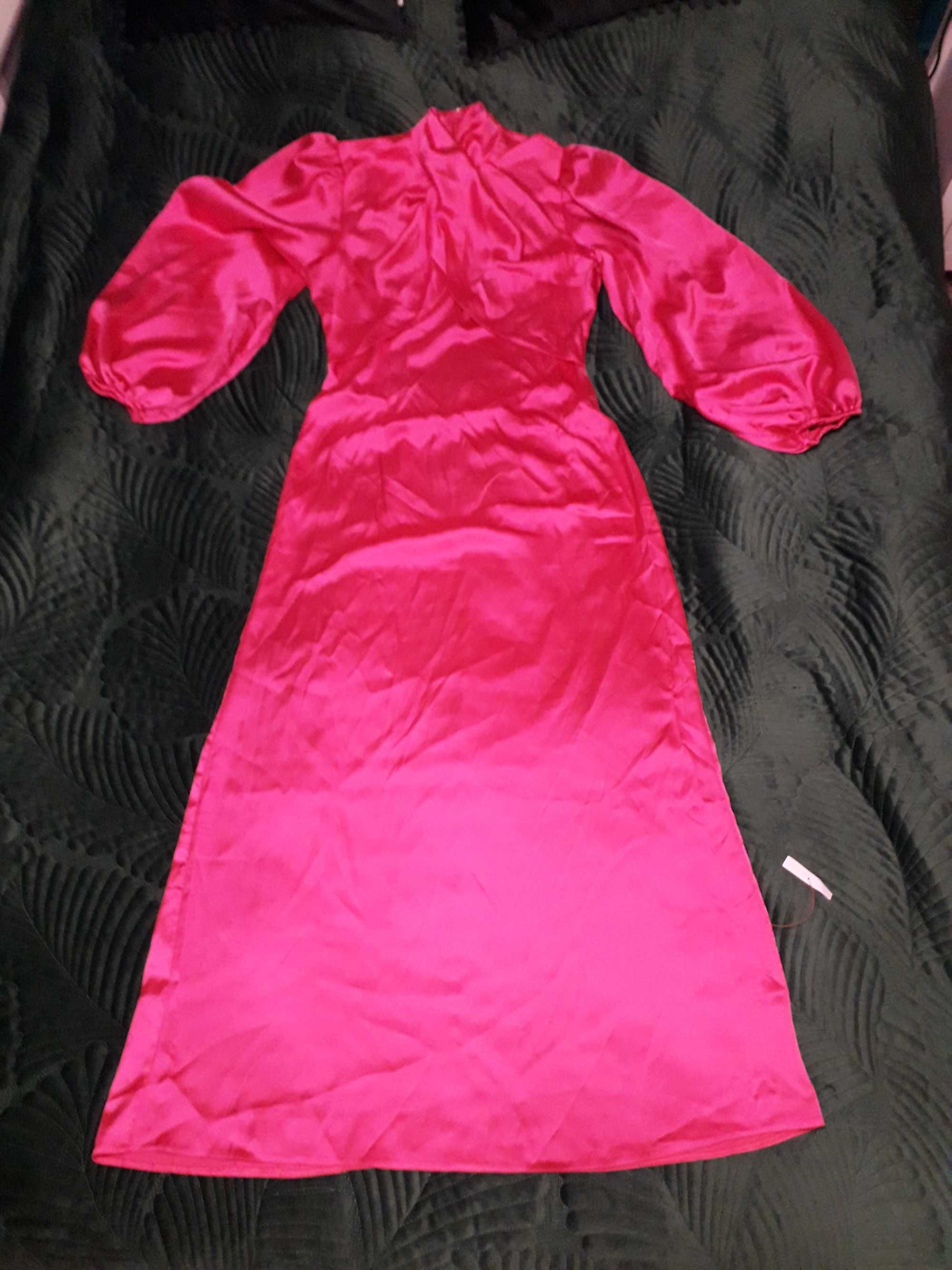Asos sukienka 38 M  satynowa różowa