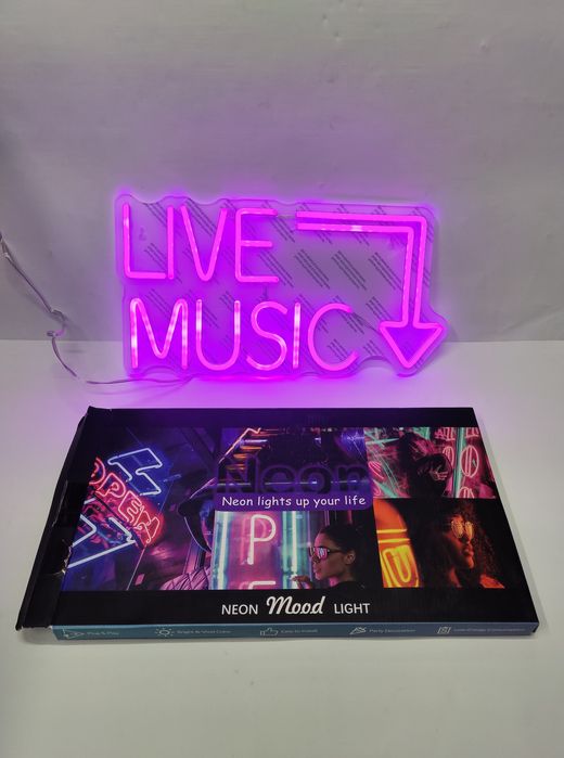 Неонова вивіска Live Music