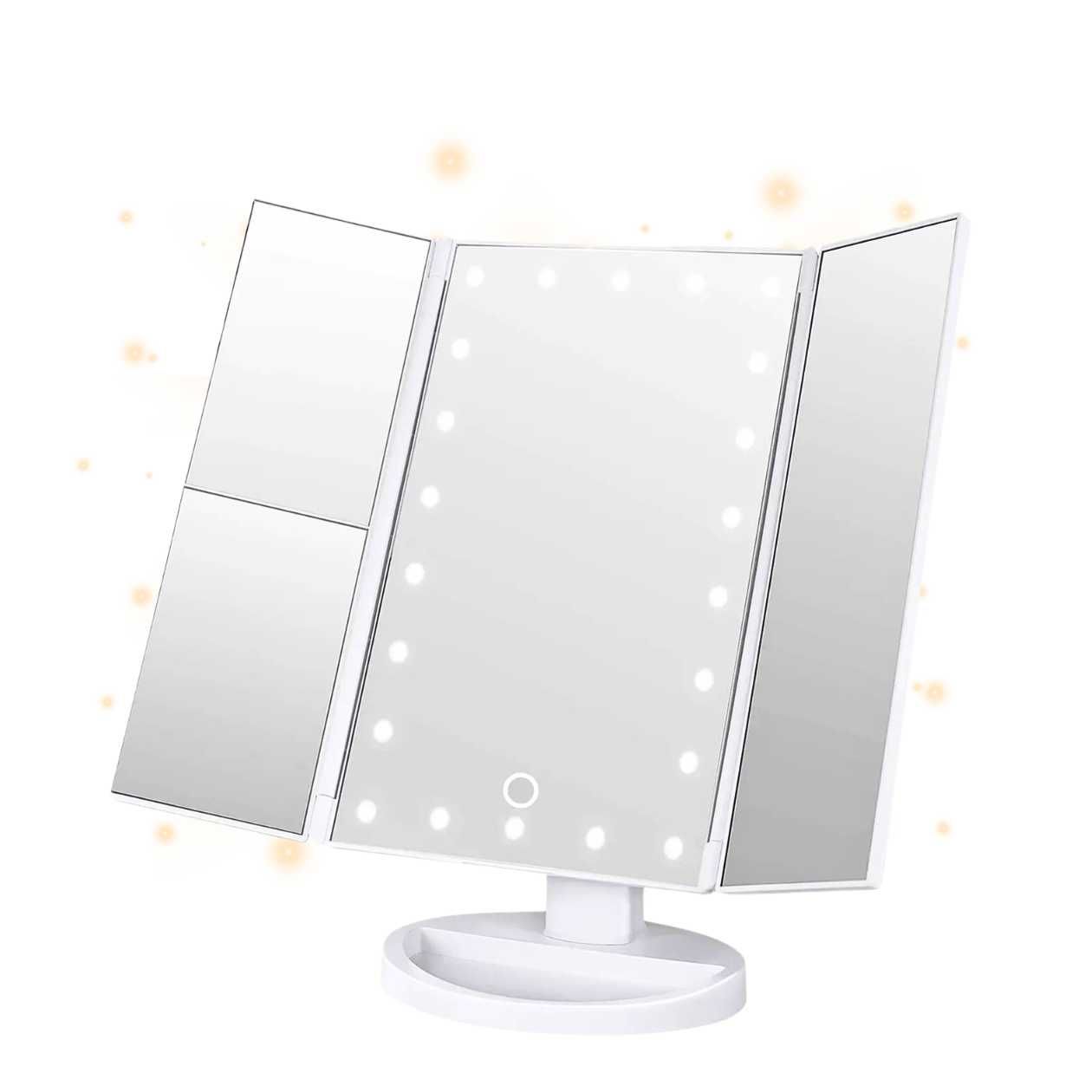 Тройное косметическое зеркало для макияжа с подсветкой LED Mirror