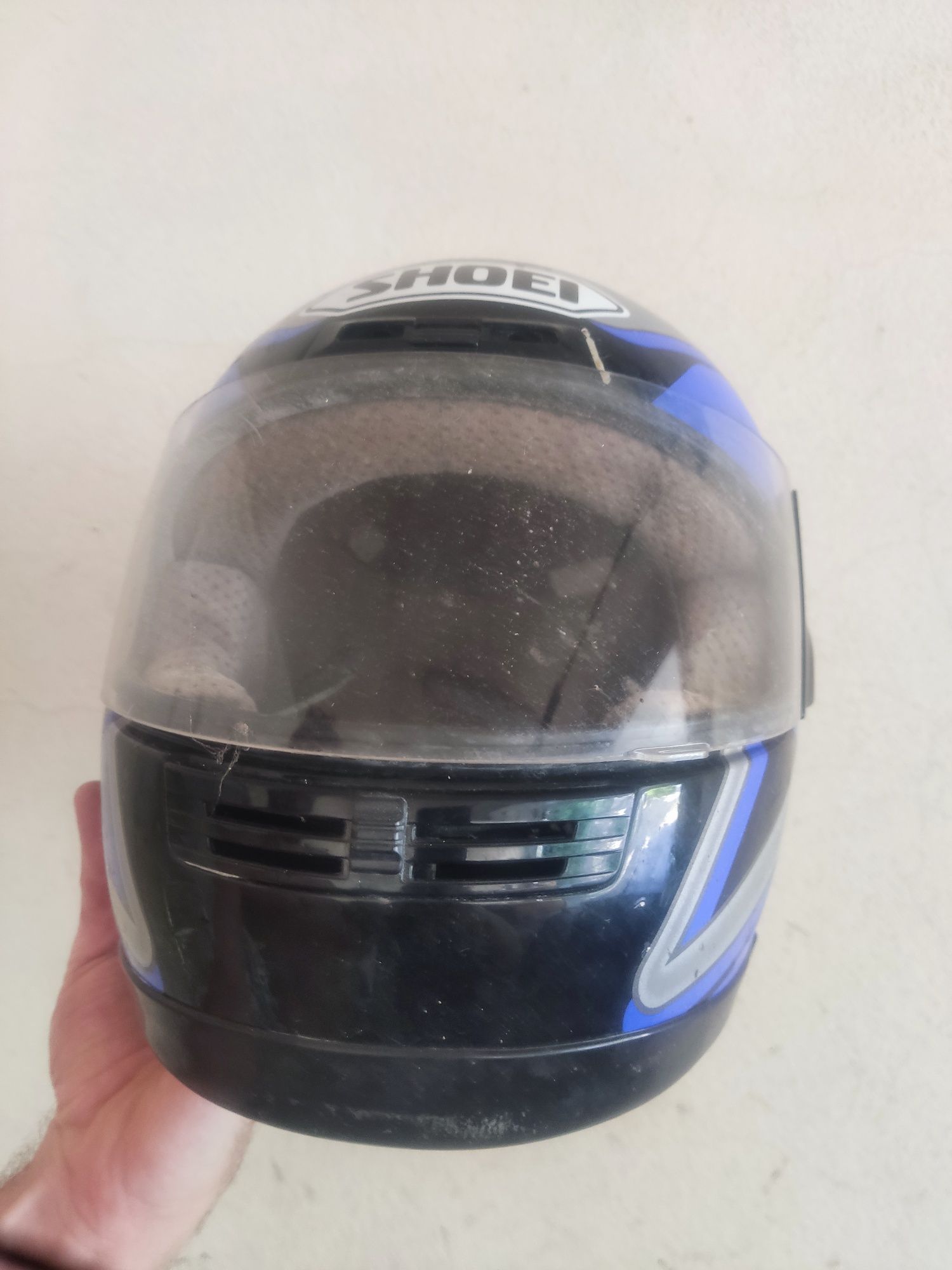 Capacete de mota azul preto e cinzento RF 200 Shoei