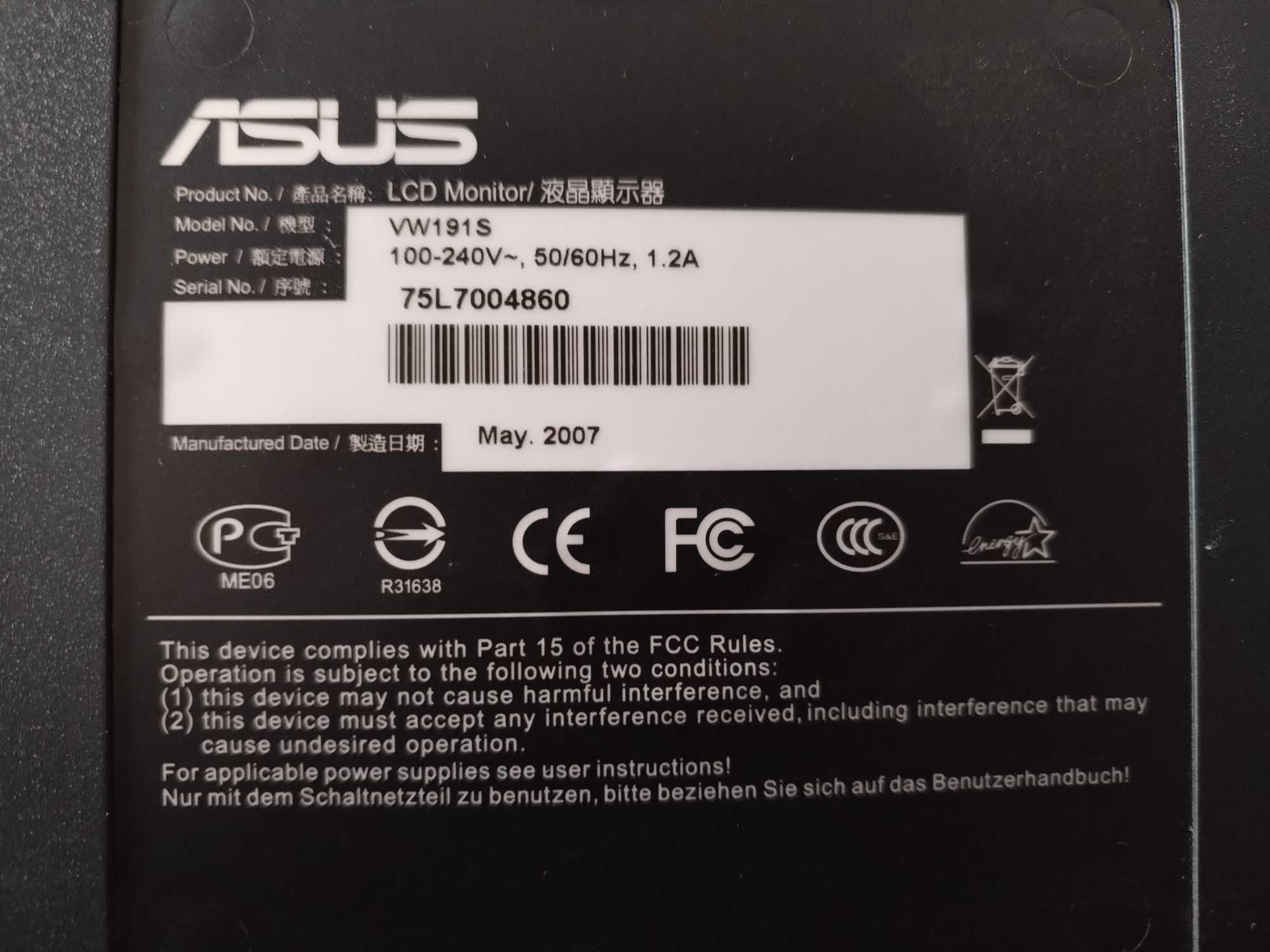 monitores Asus vw191s e vw192