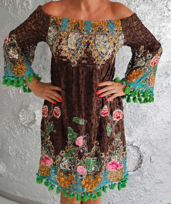 ANTICA SARTORIA boho sukienka roz L/XL