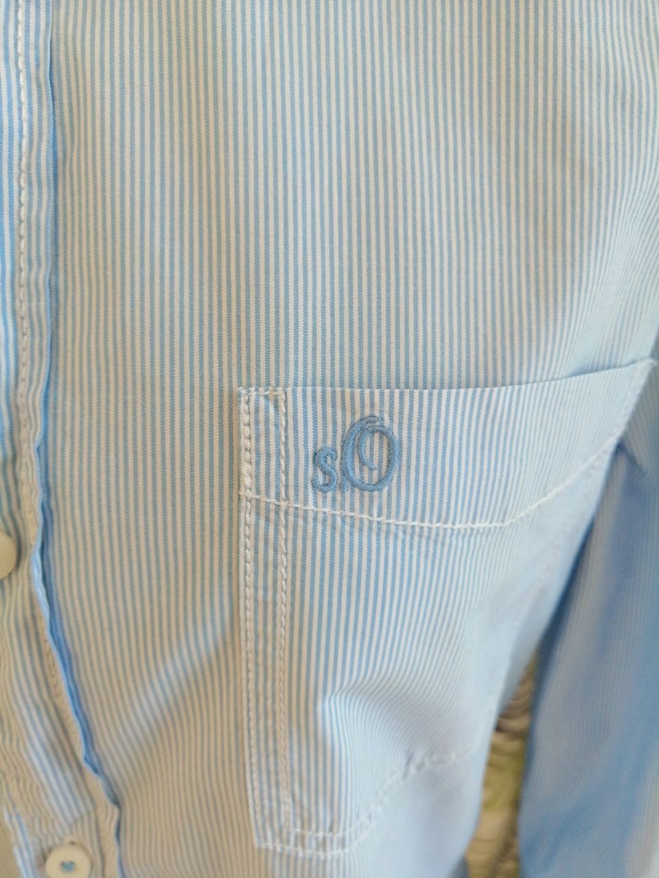 Koszula męska błękitna w białe paski S. Oliwier slim