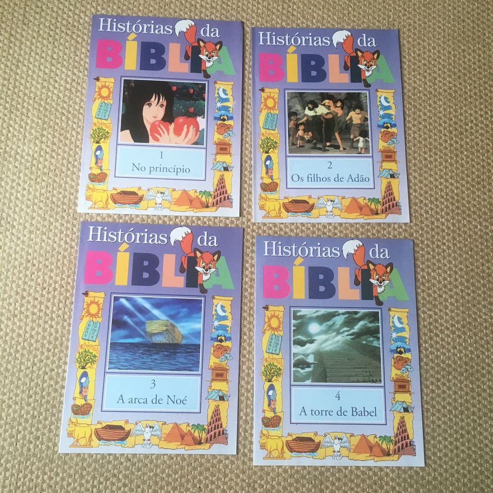 Cassetes VHS, e respetivos livros da Historias da Bíblia como NOVO