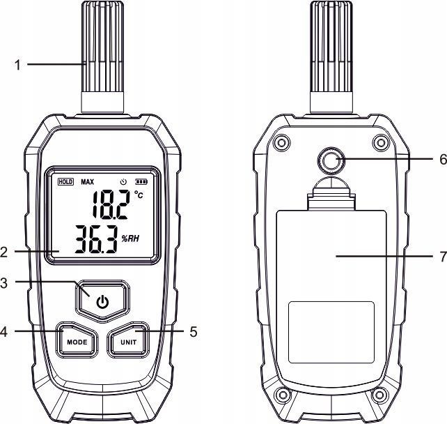 Termohigrometr Wilgotnościomierz Miernik Wilgotności Temperatury LCD