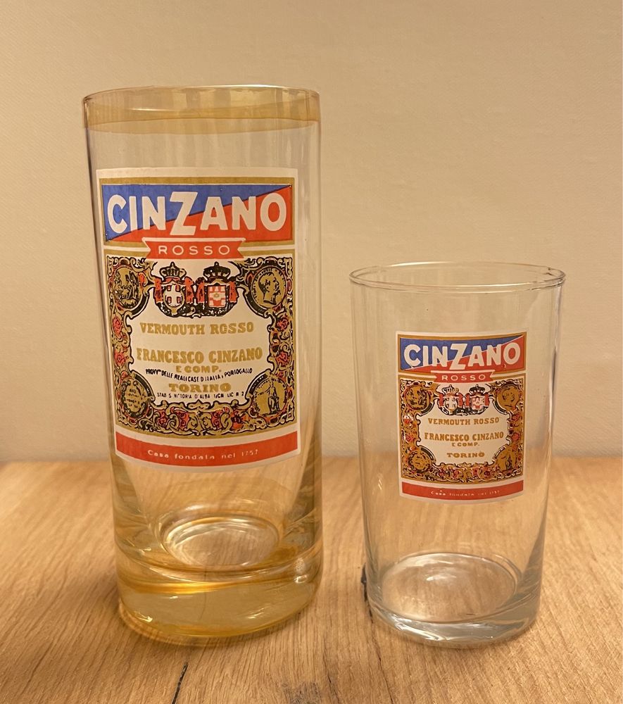 Stare szklanki kolekcjonerskie retro vintage Cinzano lata 70 2 szt.