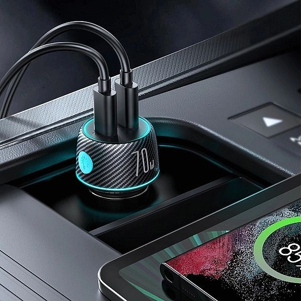 Ładowarka samochodowa 2x Usb C 70w z podświetleniem Led Joyroom Jr-ccn