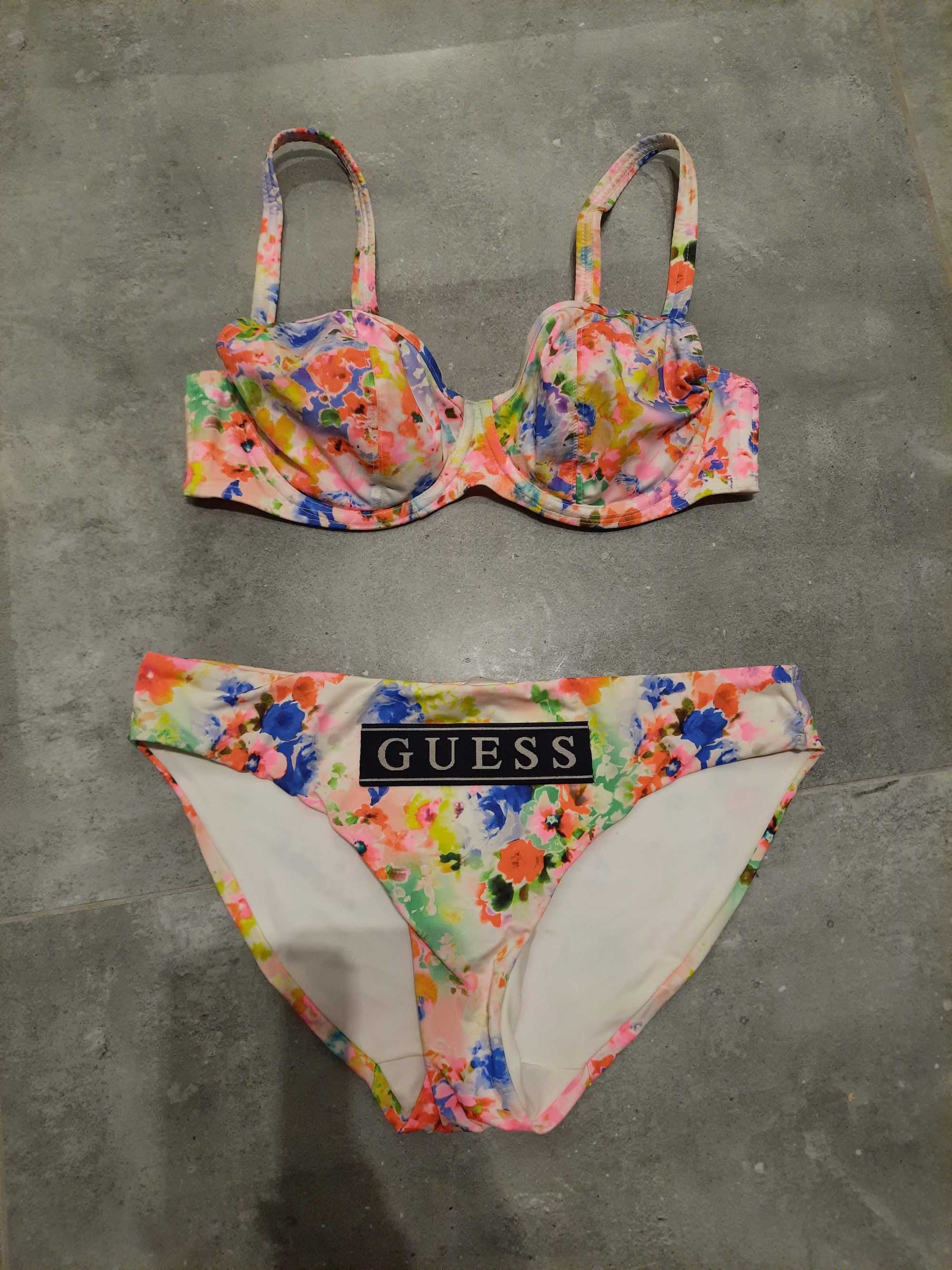 Kostium kapielowy dwuczęściowy guess s m 36 38 75c 75d bikini kwiaty