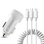 Dudao zestaw samochodowa ładowarka 2x Usb 2.4a + kabel przewód Usb 3w1