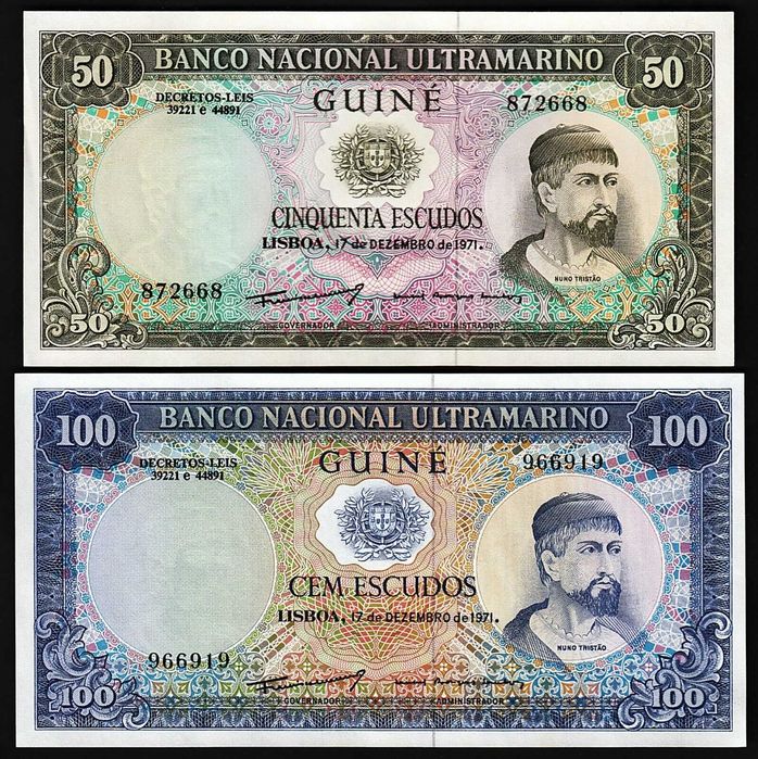 Gwinea Portugalska 50 i 100 escudos 1971 UNC P.44-45