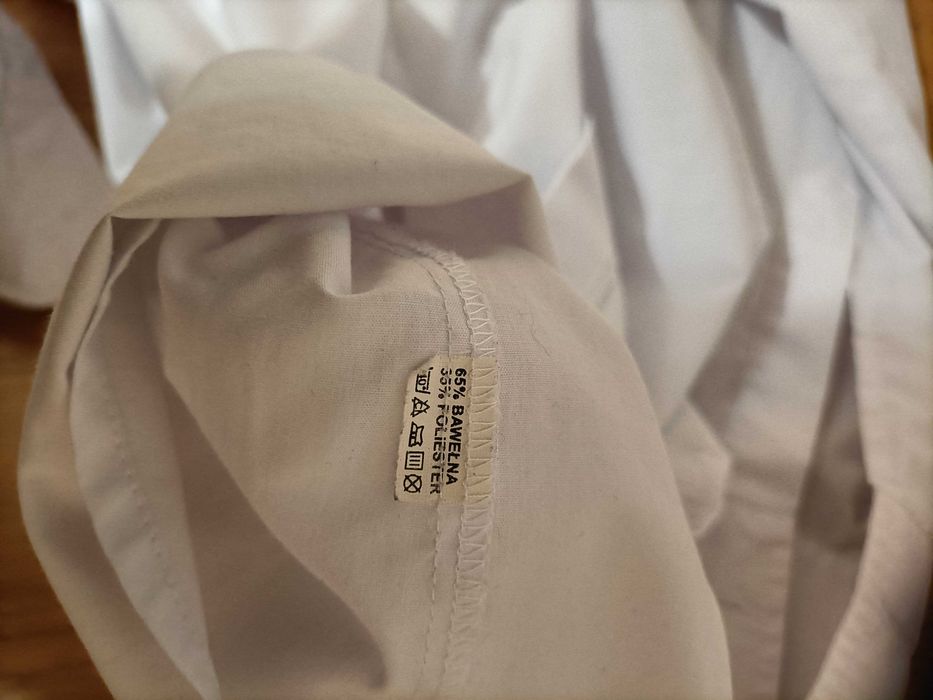 Koszula Biała męska, ślubna,  M, 182/188, Slim, Długi rękaw.