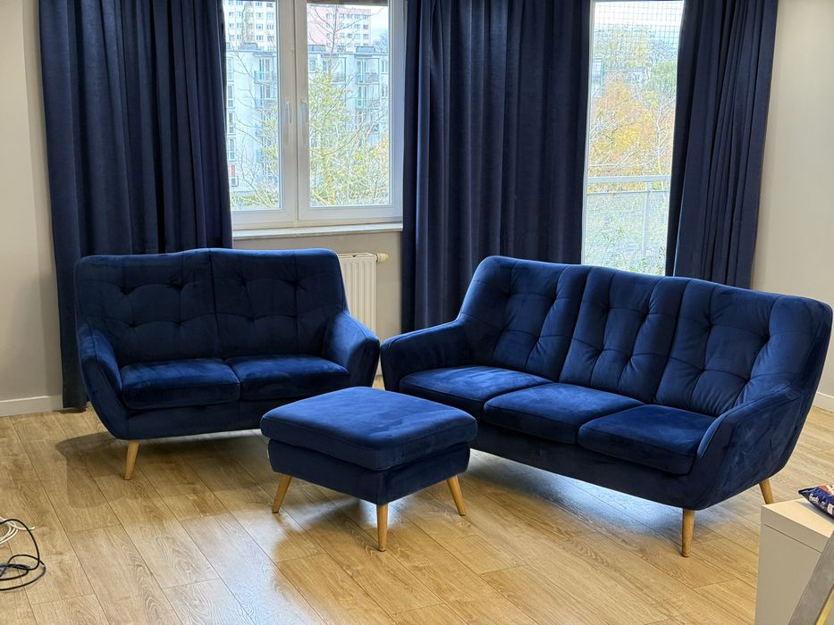 Komplet wypoczynkowy Scandi Agata meble sofa trójka, dwójka, podnóżek