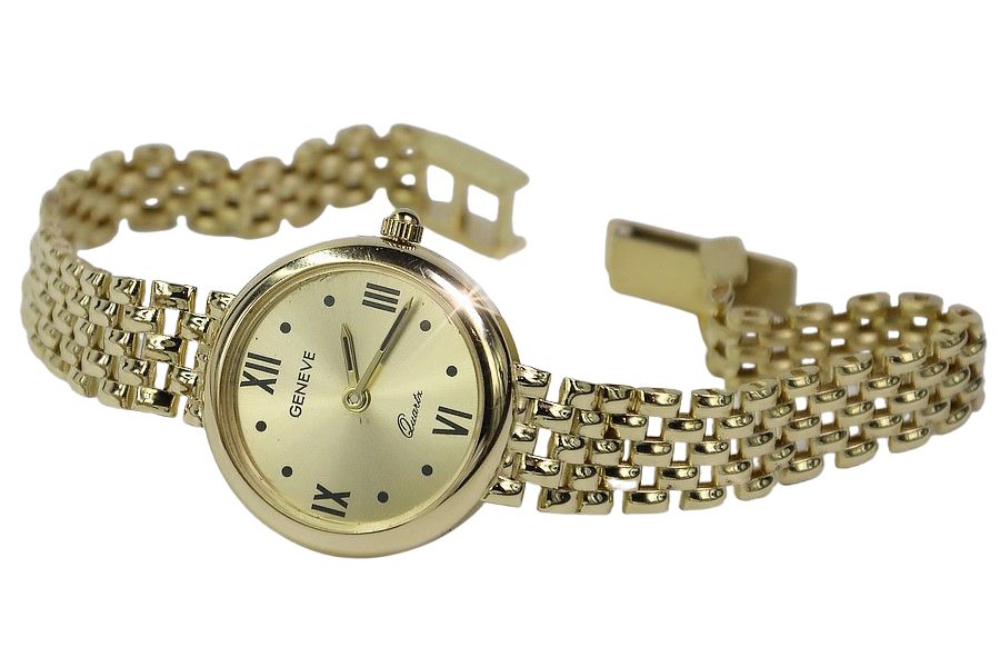 Prześliczny 14k złoty damski zegarek Geneve lw013y Katowice biżuteria