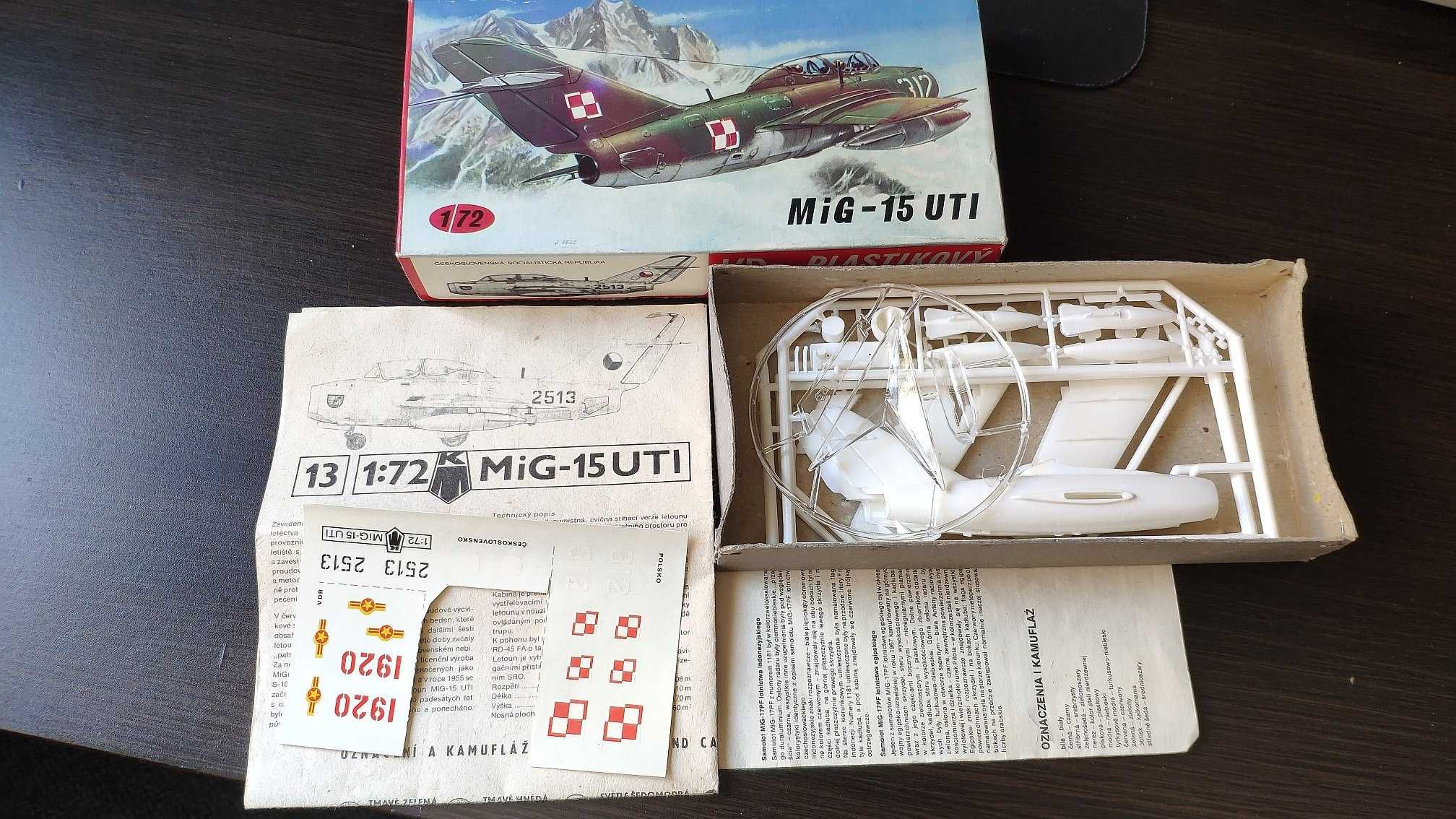 MiG-15 UTI model do sklejania KP 1/72 - vintage - kolekcjonerski -PRL