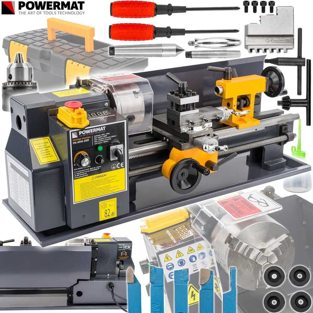 POWERMAT Mini Tokarka Stołowa Do Metalu Drewna 0-2500 Obr./min PM1314