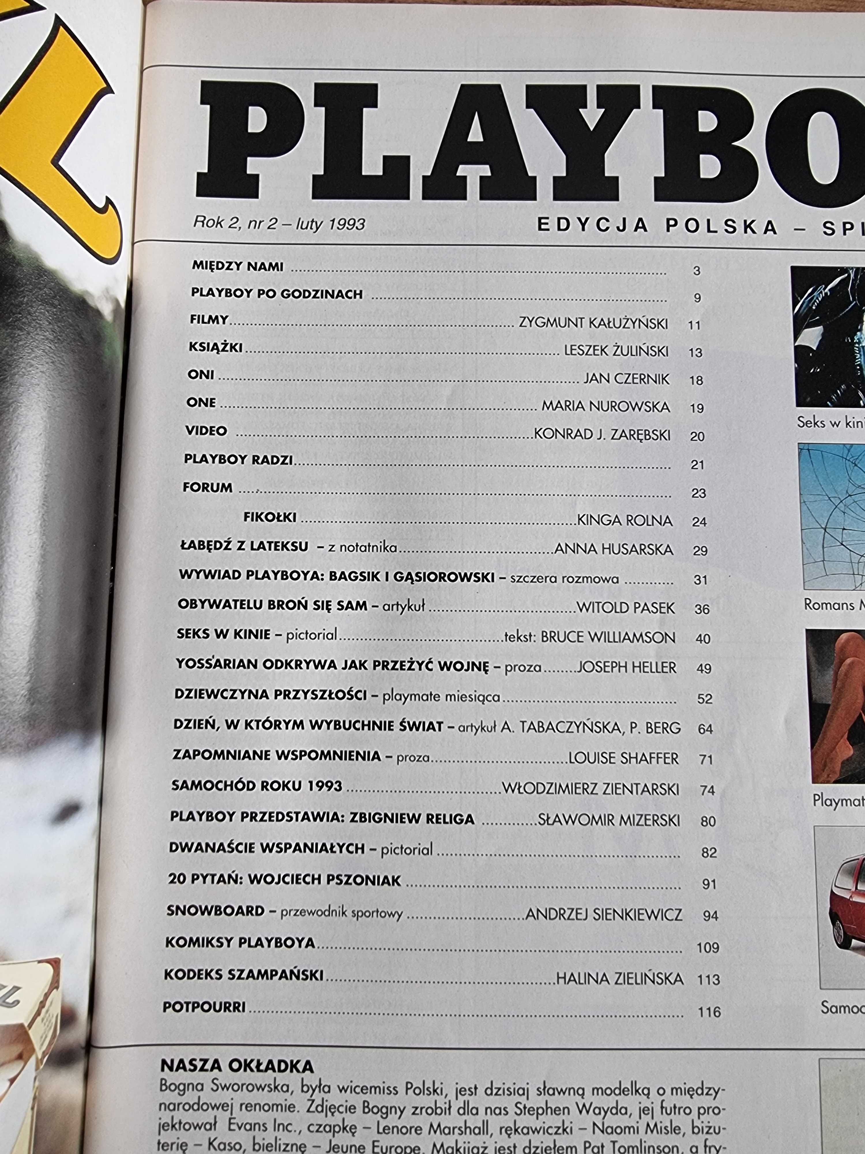 Playboy 2/1993 Morgan Fox (rozkładówka), Bagsik i Gąsiorowski (Art B)