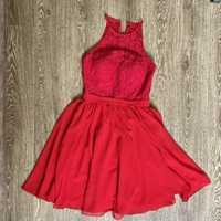 Коктейльна червона сукня міді