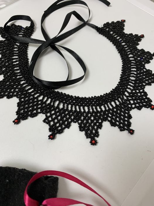 Силянка намисто бісер кольє етно украінське народне 43 см синє та кори