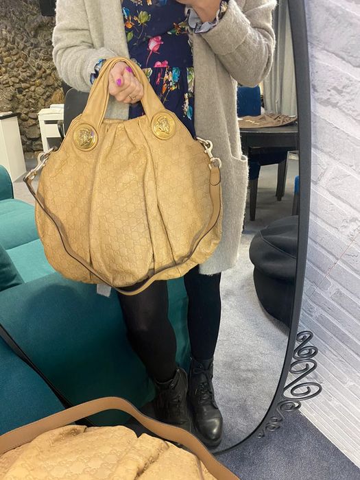 Brązowa torba typu hobo Gucci Guccissima Leather Large Hysteria