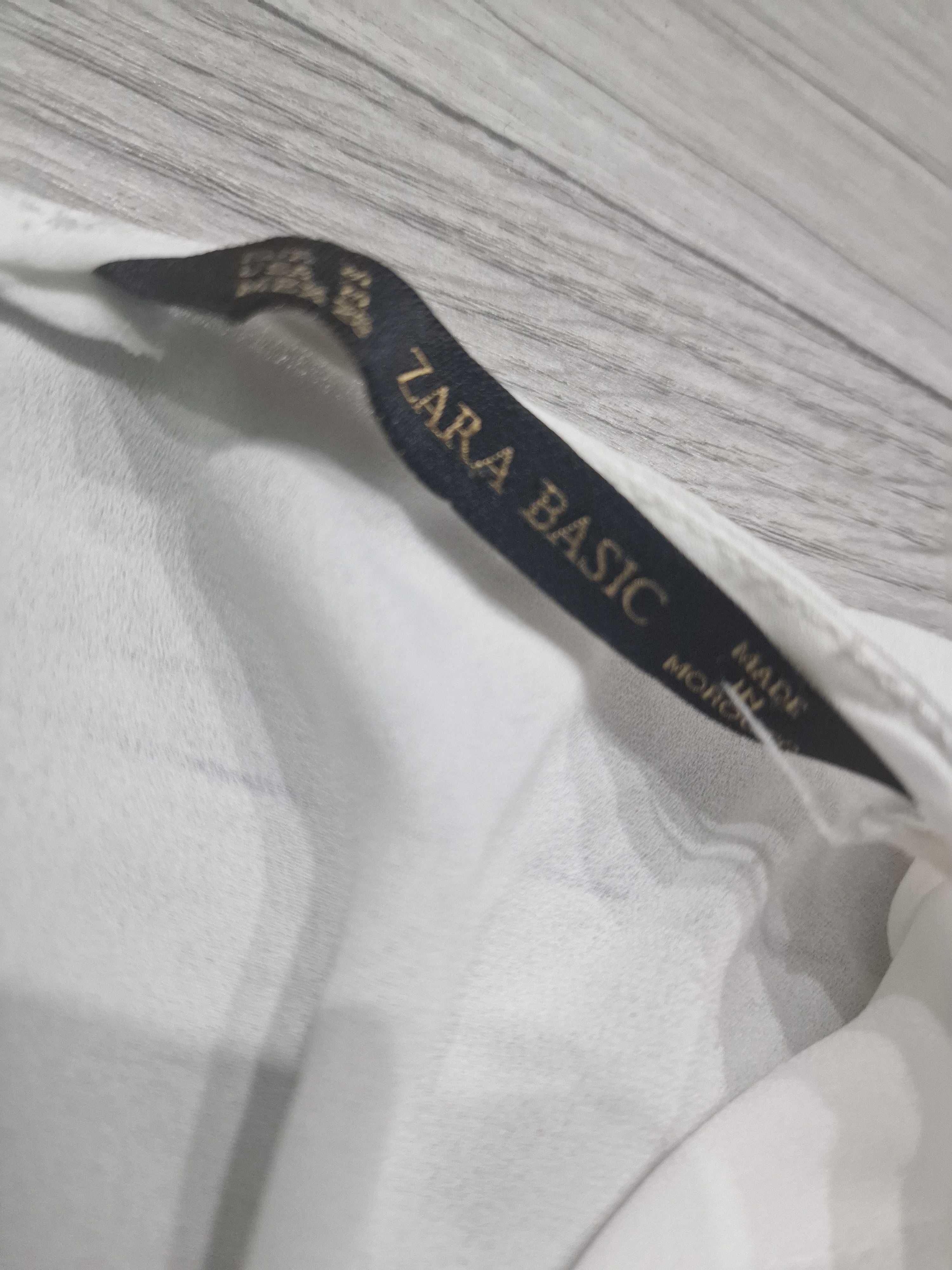 Elegancka biała bluzka Zara zakończenie roku, ozdobne rękawy