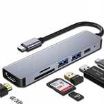 Adapter Przejsciówka 6w1 HUB USB-C HDMI 4K SD do MACBOOK AIR PRO