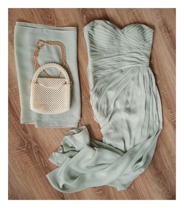 Miętowa sukienka maxi Adrianna Papell (M/38) #balowa #wesele #elegant