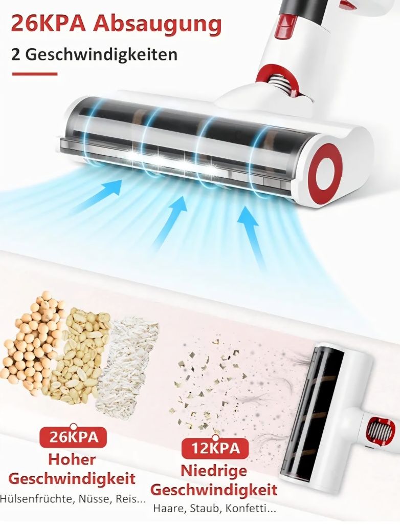 Odkurzacz bezprzewodowy pionowy bezworkowy aku turbo szczotka led 350W