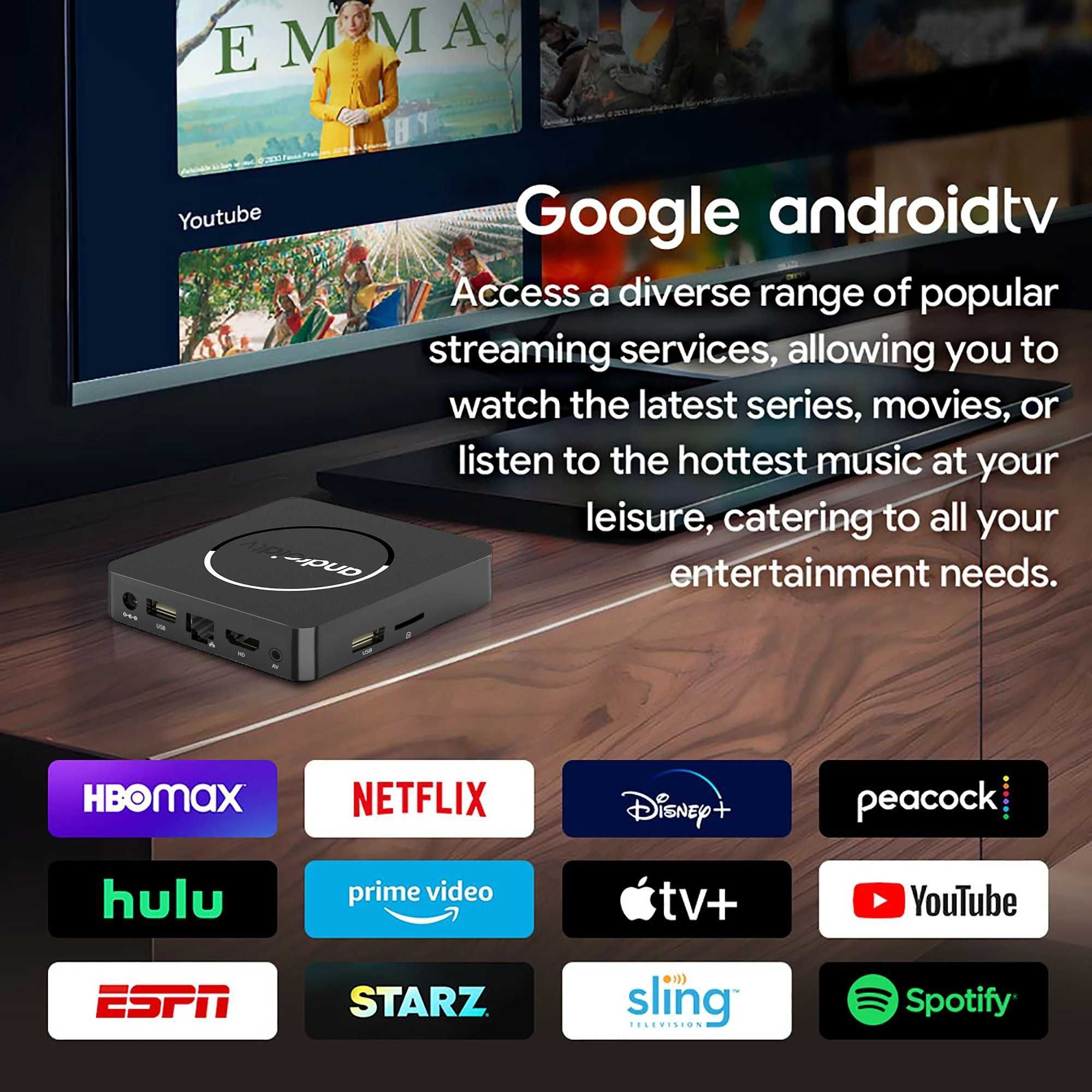 Smart TV Box 4K HDR10 – Android 13, 2GB/16GB, WiFi, Bluetooth 5.0!