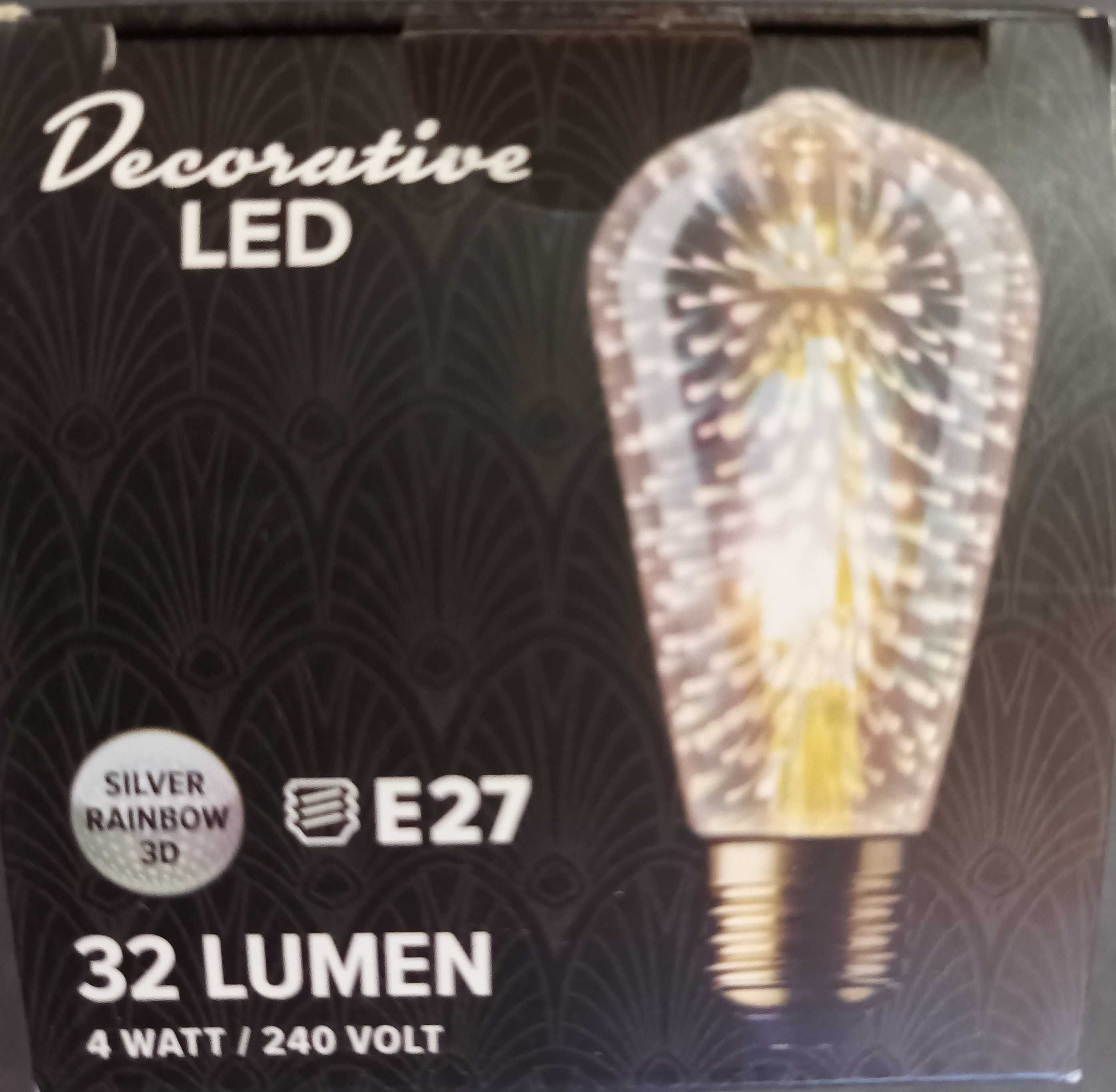 Żarówki dekoracyjne LED srebrna tęcza 3D 32Lumeny