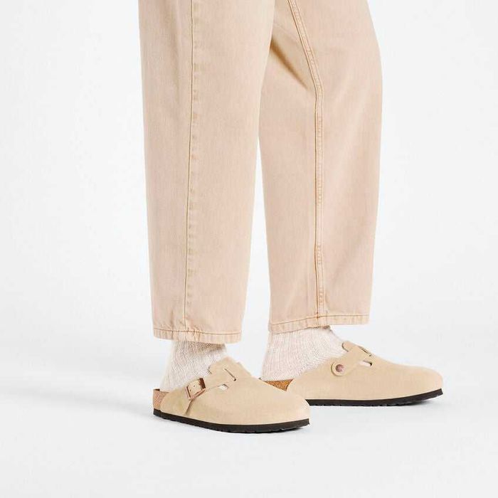 Сабо Birkenstock Boston Soft Footbed Suede Leather Latte Cream