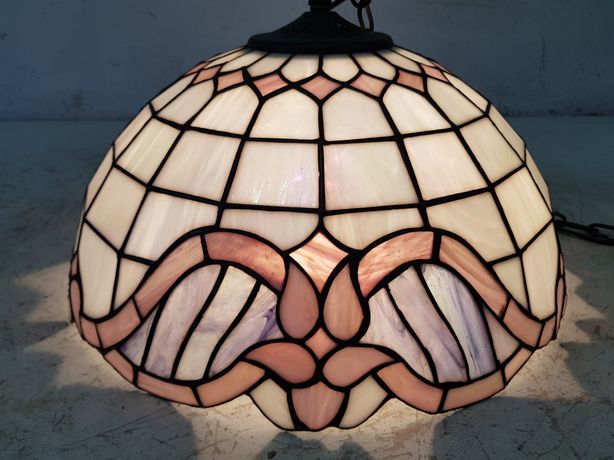 Lampa Witrażowa Tiffany Piękna 42 cm Szkło Witraż