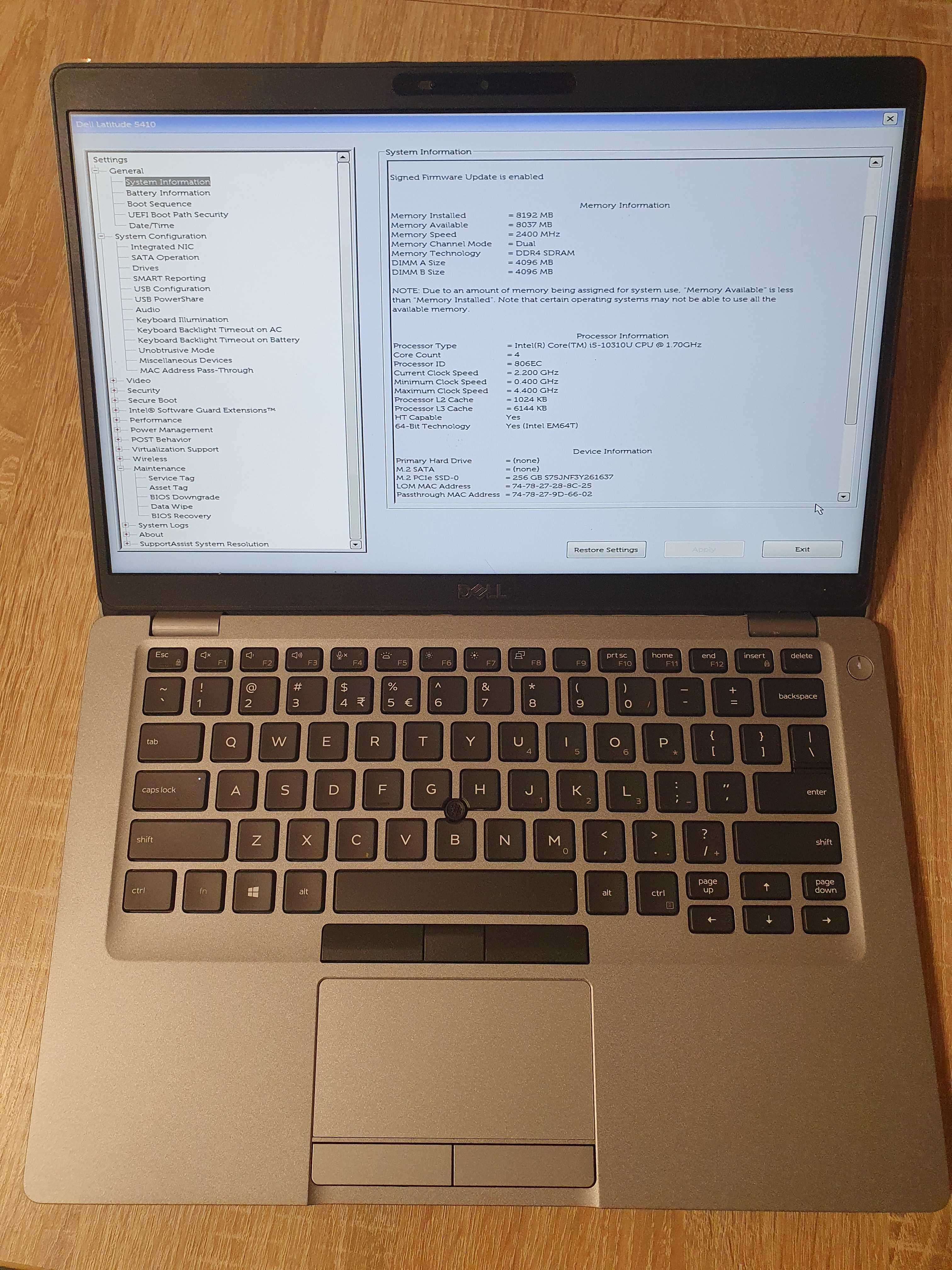 laptop dell Latitude  5410 i5/8gb/256 BIZNESOWY win 11 bateria nowa