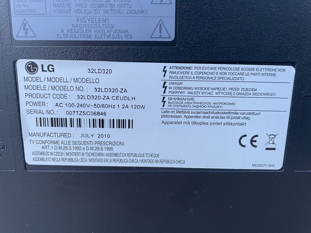 Telewizor LCD LG 32 DVBT funkcja monitora 32LD320 Mpeg-4 TV 32LD320-ZA