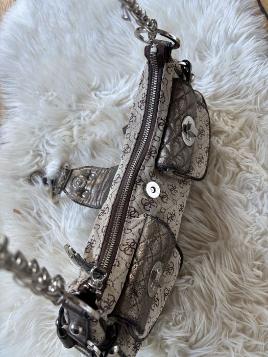 Torebka Guess vintage y2k beżowa z klamrą brąz