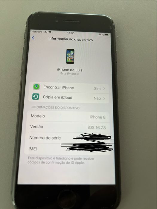 Iphone 8 256GB desbloqueado - bateria nova a 100%